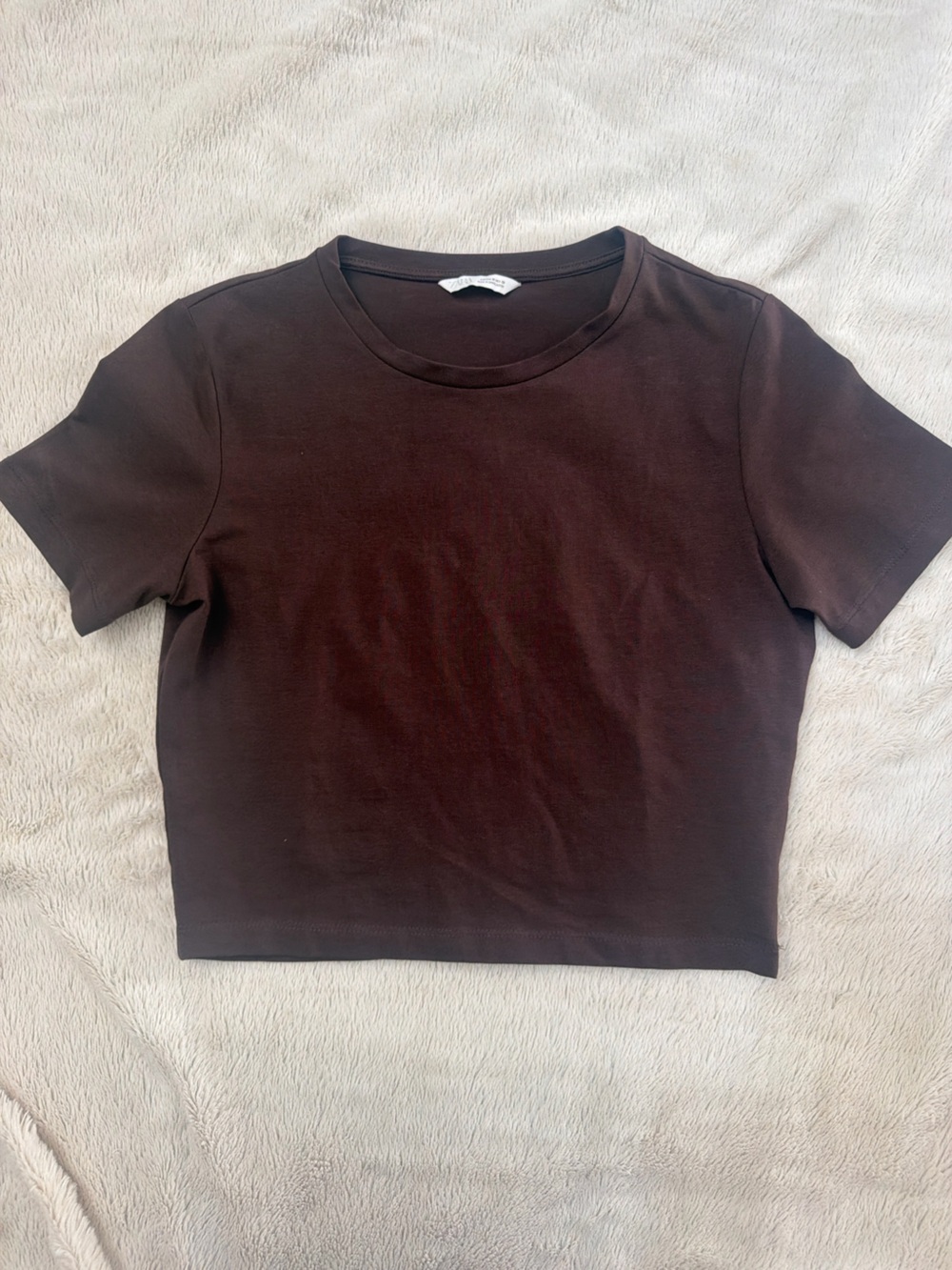Zara Women’s Short Sleeve Crew T-Shirt - Dark Brown